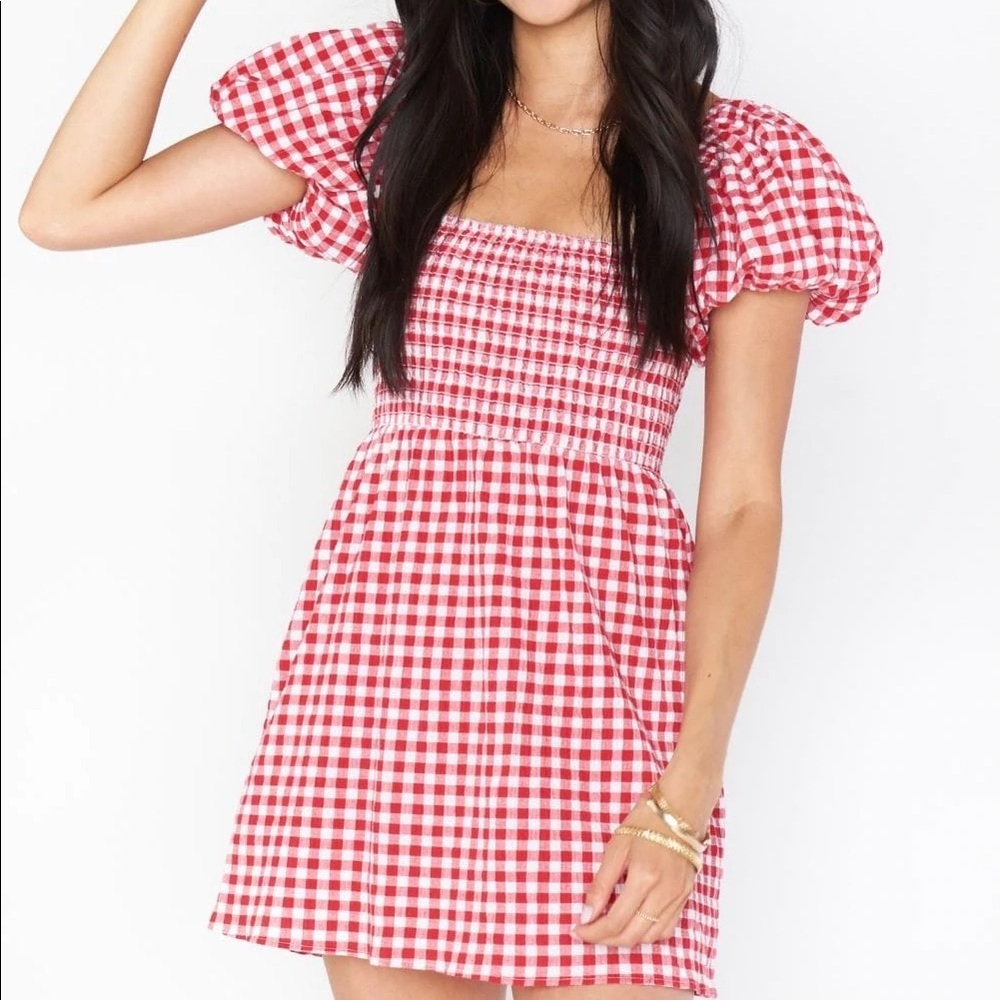 Show Me Your Mumu / Strawberry Gingham / Bixby Dress/ XL